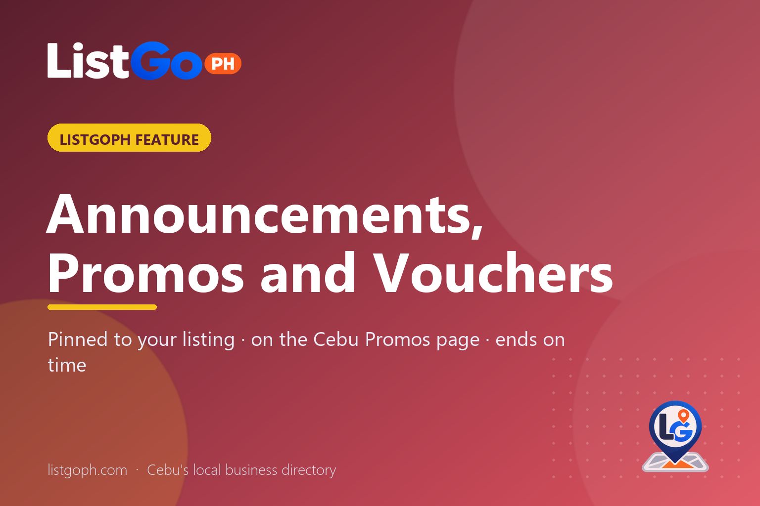 Pinned Announcements, Promos and Vouchers: How to Tell Cebu About Your Offer on ListGOPH – cover photo